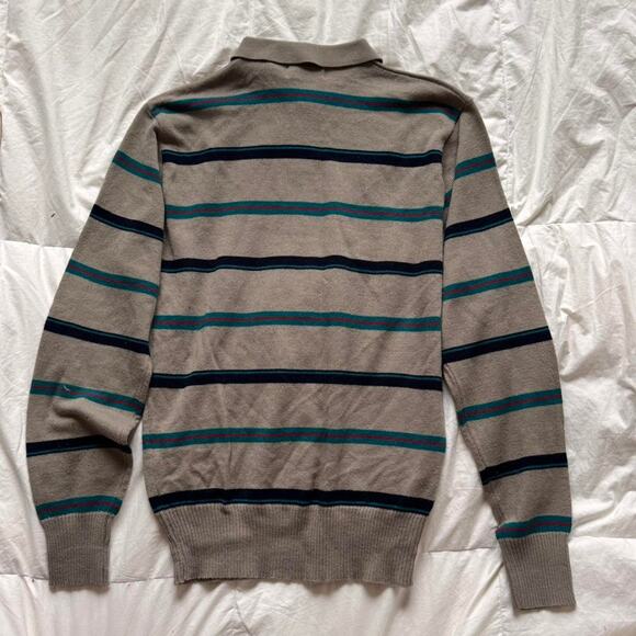 Vintage 60s 70s striped polo sweater shelter Bay size Large academia preppy - Picture 7 of 8